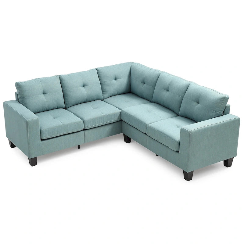 Divano sezionale a L in 2 pezzi nero/giallo/verde acqua/arancione/grigio, 5 posti