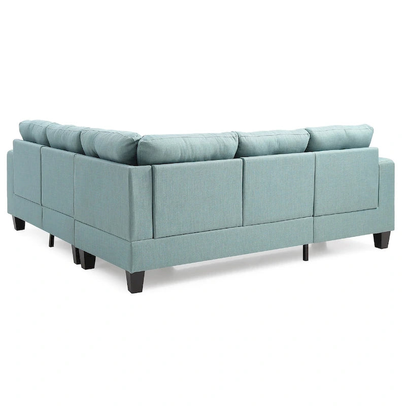 Divano sezionale a L in 2 pezzi nero/giallo/verde acqua/arancione/grigio, 5 posti