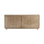 Credenza a quattro ante Tan Wood-Top, due ripiani portaoggetti
