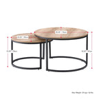 Set di tavolini da caffè a incastro a 2 posti, marrone chiaro/bianco, stile moderno