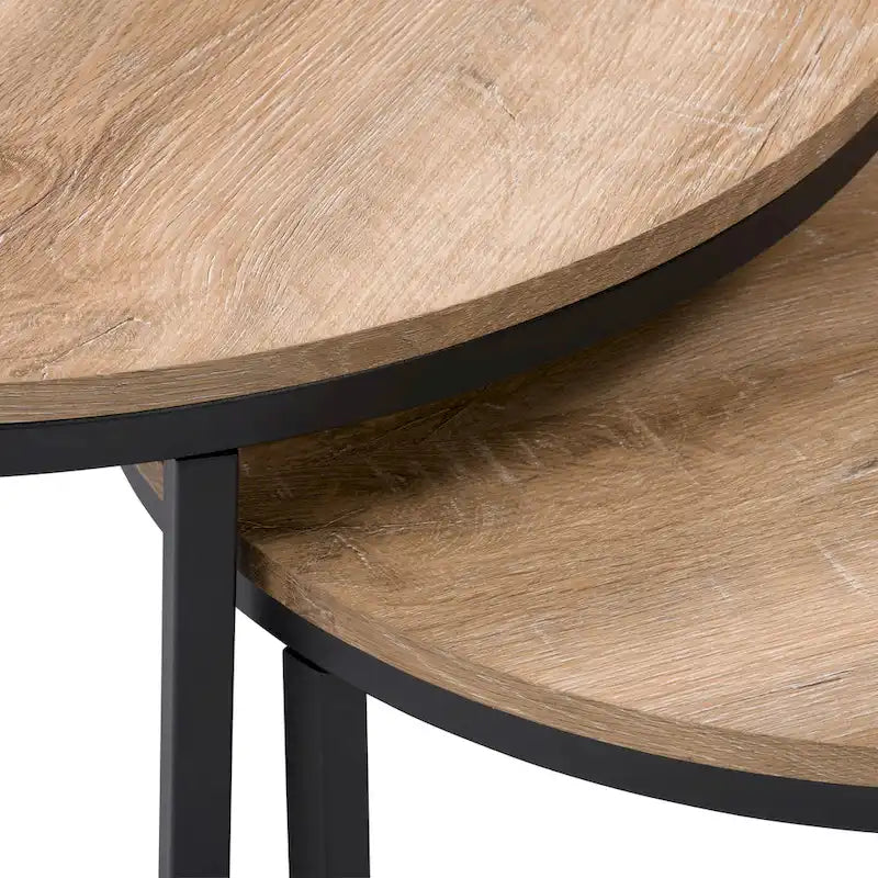 Set di tavolini da caffè a incastro a 2 posti, marrone chiaro/bianco, stile moderno