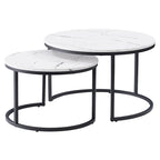 Set di tavolini da caffè a incastro a 2 posti, marrone chiaro/bianco, stile moderno