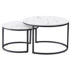 Set di tavolini da caffè a incastro a 2 posti, marrone chiaro/bianco, stile moderno