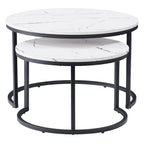 Set di tavolini da caffè a incastro a 2 posti, marrone chiaro/bianco, stile moderno