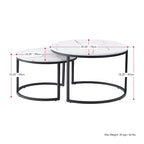 Set di tavolini da caffè a incastro a 2 posti, marrone chiaro/bianco, stile moderno