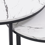 Set di tavolini da caffè a incastro a 2 posti, marrone chiaro/bianco, stile moderno