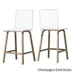 Set da pranzo con tavolo rotondo in vetro, oro champagne/cromo, 5 pezzi (1 tavolo + 4 sgabelli)