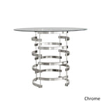 Set da pranzo con tavolo rotondo in vetro, oro champagne/cromo, 5 pezzi (1 tavolo + 4 sgabelli)