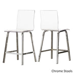 Set da pranzo con tavolo rotondo in vetro, oro champagne/cromo, 5 pezzi (1 tavolo + 4 sgabelli)