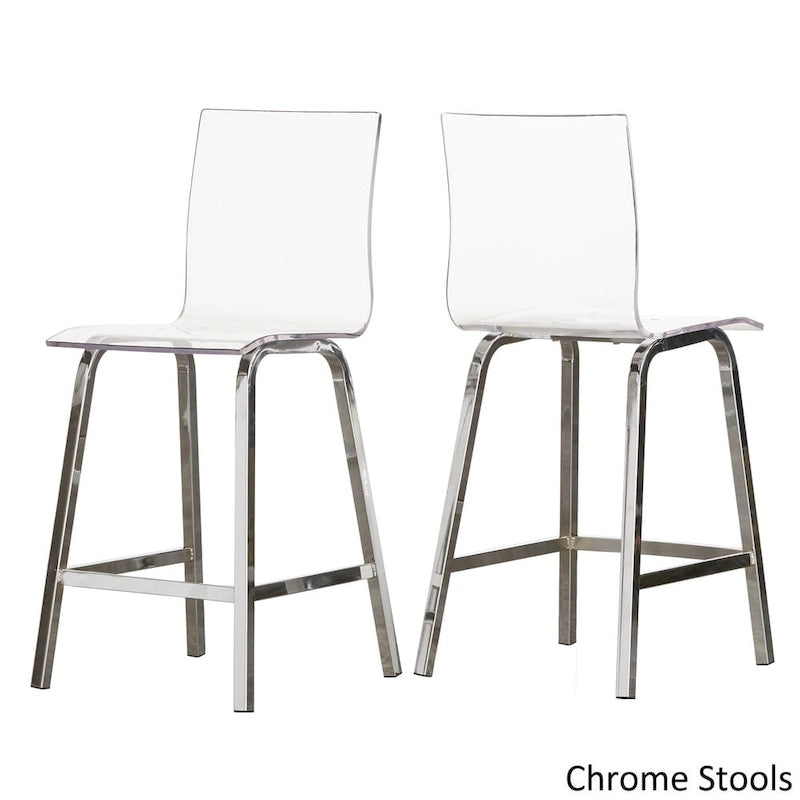 Set da pranzo con tavolo rotondo in vetro, oro champagne/cromo, 5 pezzi (1 tavolo + 4 sgabelli)