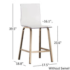 Set da pranzo con tavolo rotondo in vetro, oro champagne/cromo, 5 pezzi (1 tavolo + 4 sgabelli)