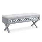 Panca Contenitore X-Base Sollevabile con Finitura a Foglia Argento a Specchio con Filigrana a Diamante, 1 Posto