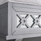 Panca Contenitore X-Base Sollevabile con Finitura a Foglia Argento a Specchio con Filigrana a Diamante, 1 Posto