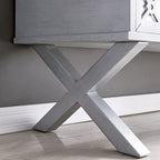 Panca Contenitore X-Base Sollevabile con Finitura a Foglia Argento a Specchio con Filigrana a Diamante, 1 Posto