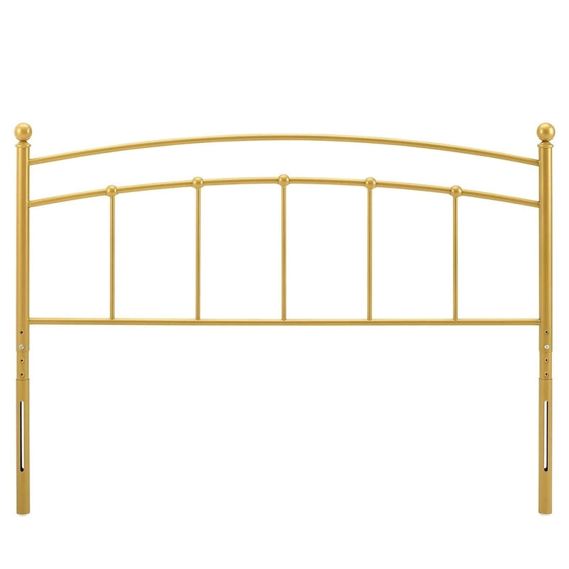 Testiera in metallo ad arco dorata King Size – Doghe verticali, adatta a 1 struttura letto
