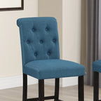 Sgabello da bar imbottito con gambe in legno, colore tortora/blu/grigio, set da 2