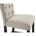 Sgabello da bar imbottito con gambe in legno, colore tortora/blu/grigio, set da 2