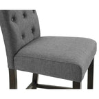Sgabello da bar imbottito con gambe in legno, colore tortora/blu/grigio, set da 2