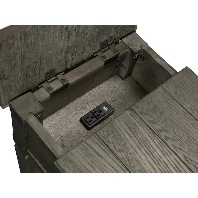 Tavolino da salotto in legno e metallo color peltro spazzolato, 1 persona