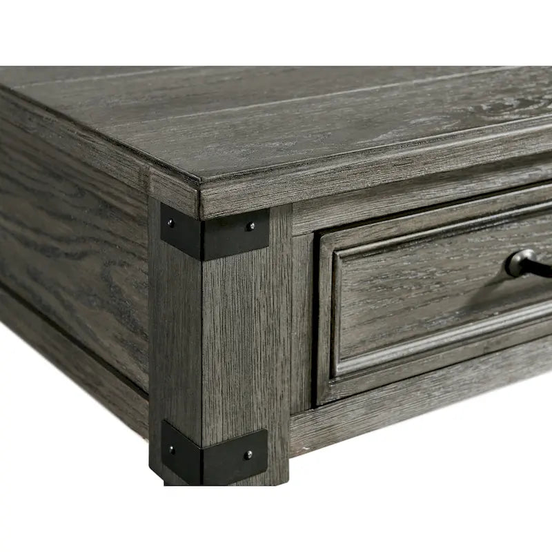 Tavolino da salotto in legno e metallo color peltro spazzolato, 1 persona