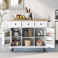 Carrello da Cucina/Isola in Bianco/Blu Grigio/Nero con Ante a Ribalta e 3 Cassetti, 2 Posti a Sedere