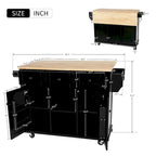 Carrello da Cucina/Isola in Bianco/Blu Grigio/Nero con Ante a Ribalta e 3 Cassetti, 2 Posti a Sedere