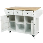 Carrello da Cucina/Isola in Bianco/Blu Grigio/Nero con Ante a Ribalta e 3 Cassetti, 2 Posti a Sedere