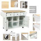 Carrello da Cucina/Isola in Bianco/Blu Grigio/Nero con Ante a Ribalta e 3 Cassetti, 2 Posti a Sedere