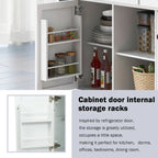 Carrello da Cucina/Isola in Bianco/Blu Grigio/Nero con Ante a Ribalta e 3 Cassetti, 2 Posti a Sedere