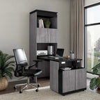Mobile contenitore alto Bark grigio/bianco con scrivania pieghevole, 1 persona
