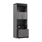 Mobile contenitore alto Bark grigio/bianco con scrivania pieghevole, 1 persona