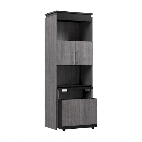 Mobile contenitore alto Bark grigio/bianco con scrivania pieghevole, 1 persona