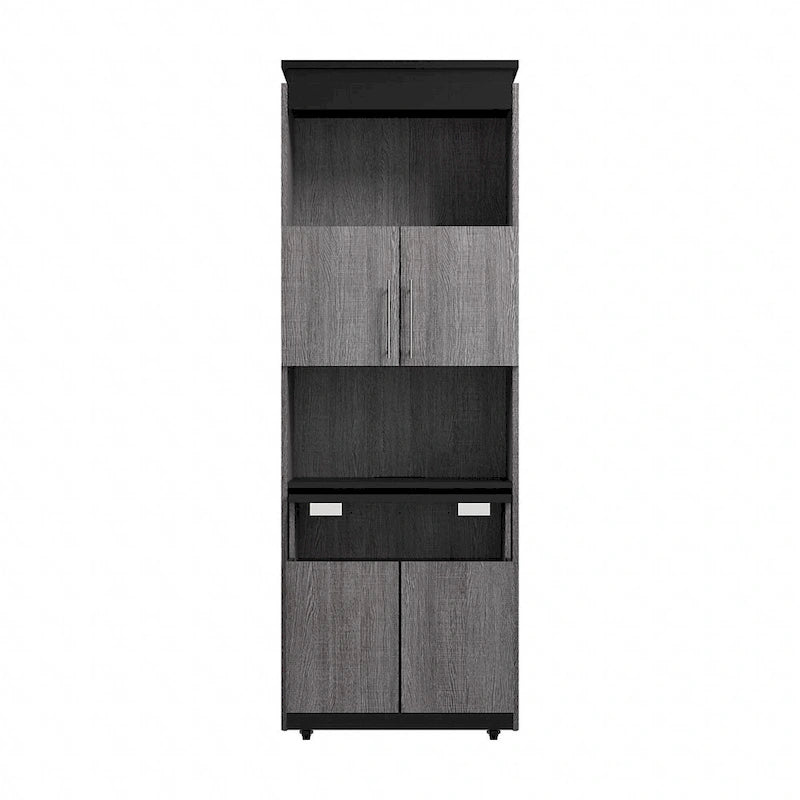 Mobile contenitore alto Bark grigio/bianco con scrivania pieghevole, 1 persona