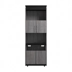 Mobile contenitore alto Bark grigio/bianco con scrivania pieghevole, 1 persona