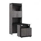 Mobile contenitore alto Bark grigio/bianco con scrivania pieghevole, 1 persona