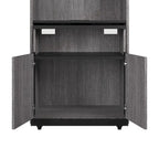 Mobile contenitore alto Bark grigio/bianco con scrivania pieghevole, 1 persona
