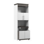 Mobile contenitore alto Bark grigio/bianco con scrivania pieghevole, 1 persona
