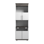 Mobile contenitore alto Bark grigio/bianco con scrivania pieghevole, 1 persona