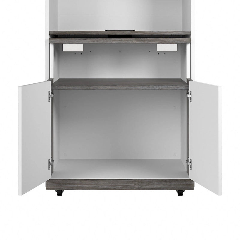 Mobile contenitore alto Bark grigio/bianco con scrivania pieghevole, 1 persona