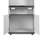 Mobile contenitore alto Bark grigio/bianco con scrivania pieghevole, 1 persona