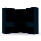 Armadio ad angolo aperto Midnight Blue / Marrone / Bianco, set modulare da 3 pezzi