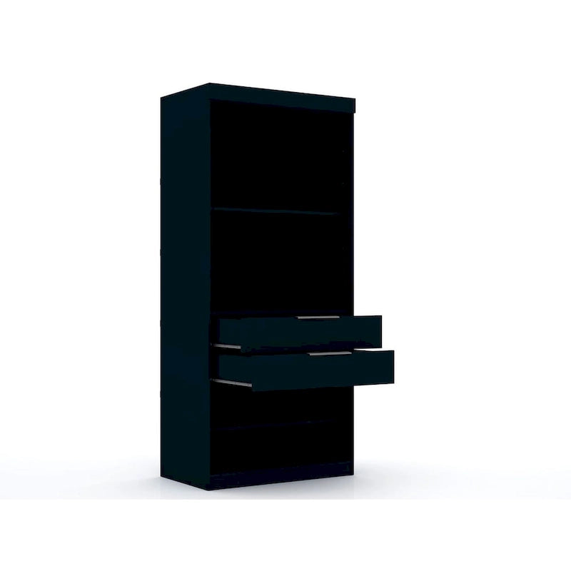 Armadio ad angolo aperto Midnight Blue / Marrone / Bianco, set modulare da 3 pezzi