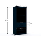 Armadio ad angolo aperto Midnight Blue / Marrone / Bianco, set modulare da 3 pezzi