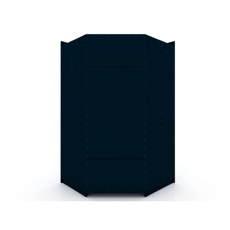 Armadio ad angolo aperto Midnight Blue / Marrone / Bianco, set modulare da 3 pezzi