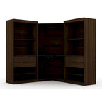 Armadio ad angolo aperto Midnight Blue / Marrone / Bianco, set modulare da 3 pezzi