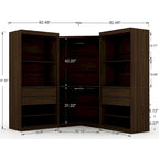 Armadio ad angolo aperto Midnight Blue / Marrone / Bianco, set modulare da 3 pezzi
