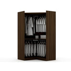 Armadio ad angolo aperto Midnight Blue / Marrone / Bianco, set modulare da 3 pezzi