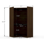 Armadio ad angolo aperto Midnight Blue / Marrone / Bianco, set modulare da 3 pezzi