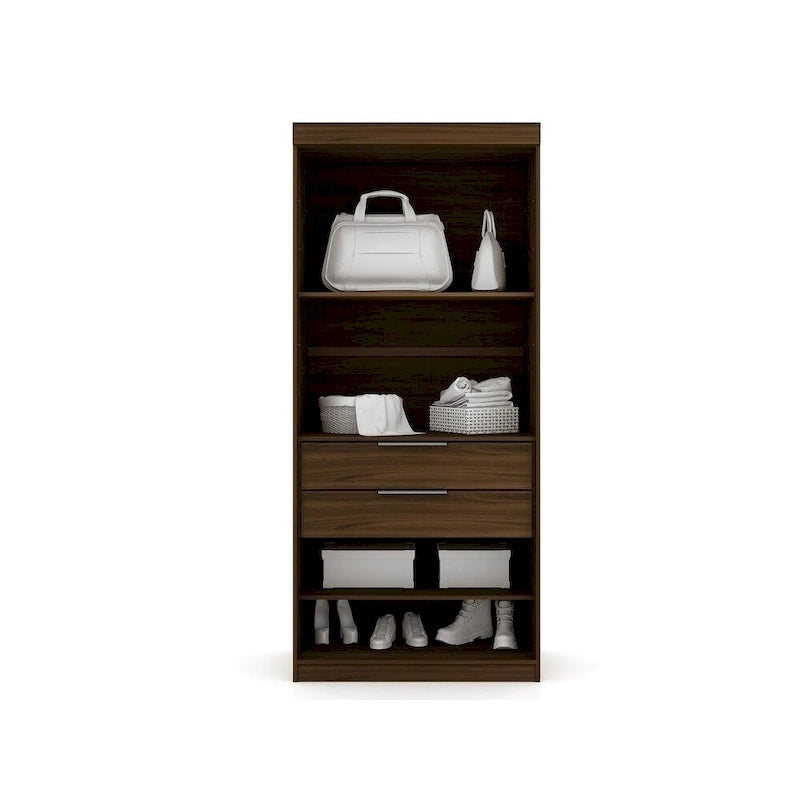 Armadio ad angolo aperto Midnight Blue / Marrone / Bianco, set modulare da 3 pezzi