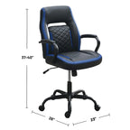 Sedia da ufficio imbottita monoposto nera/blu e nera/grigia con braccioli imbottiti